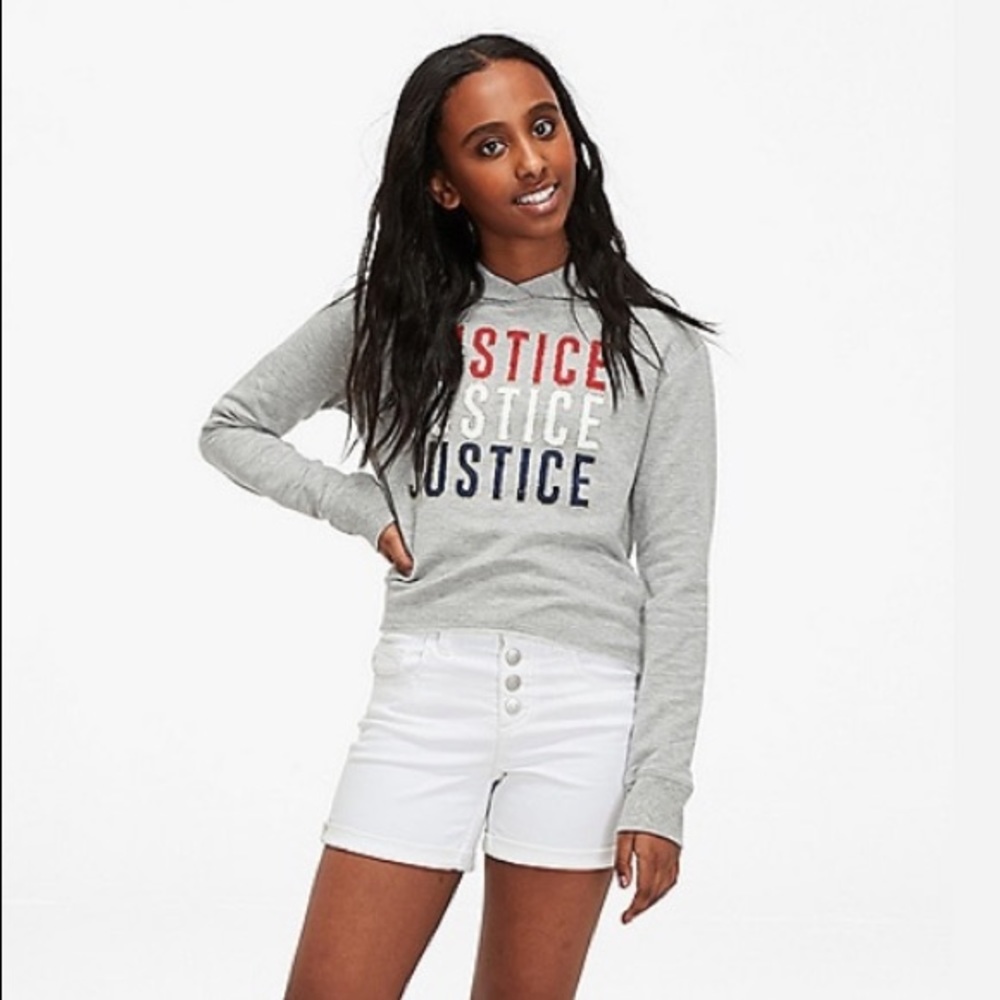 Justice Girls' Gray Logo Hoodie - Gray